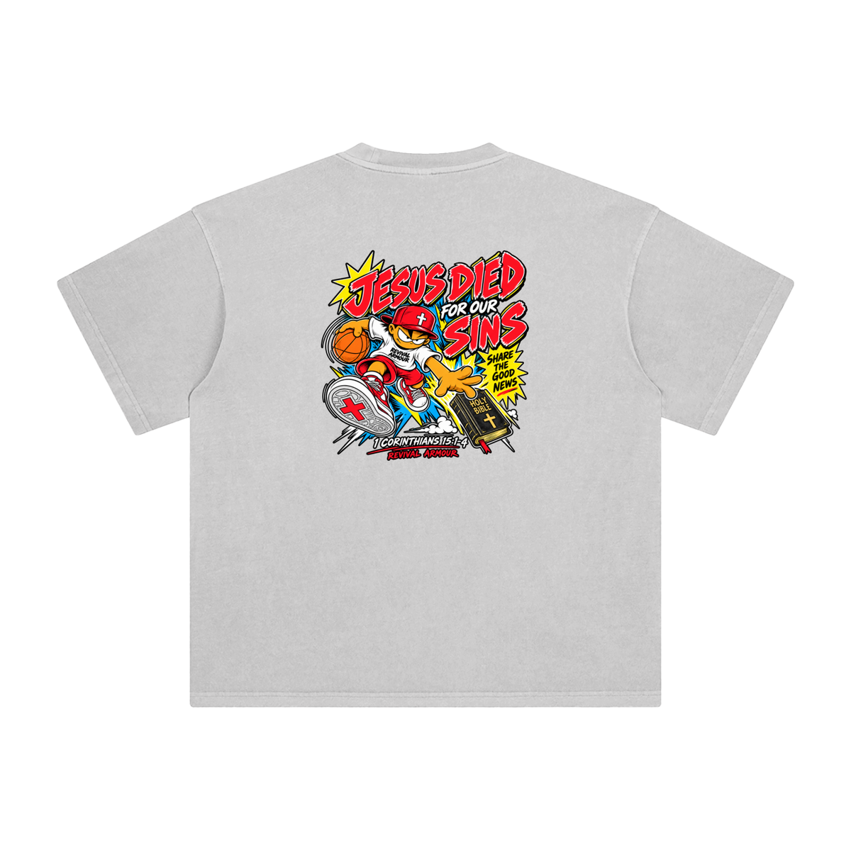 SUBMIT TO JESUS RESIST THE DEVIL AND HE WILL FLEE FROM YOU INSPIRED BY JAMES 4:7 JESUS DIED FOR OUR SINS SHARE THE GOOD NEWS HOLY BIBLE 1 CORTHIANS 15:1-4 REVIVAL ARMOUR T-Shirt