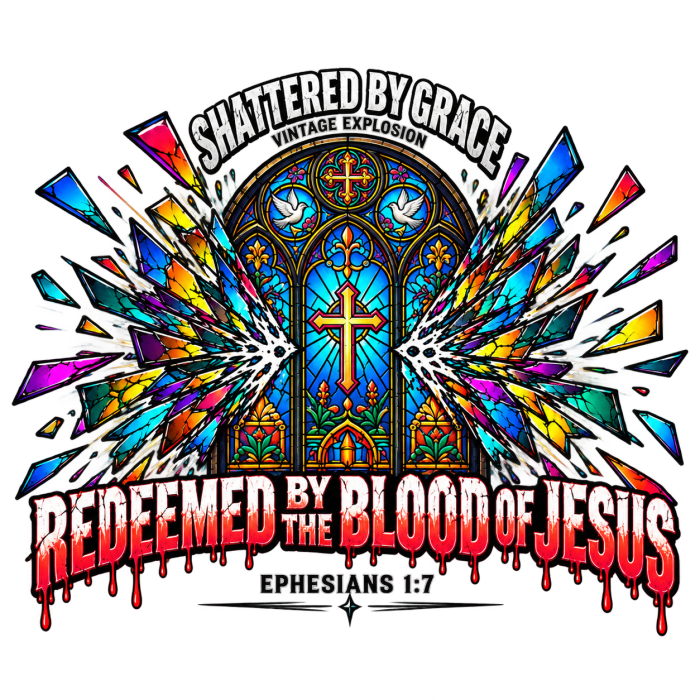 SHATTERED BY GRACE VINTAGE EXPLOSION REDEEMED BY THE BLOOD OF JESUS EPHESIANS 1:7 that's not a quote Kids T-Shirt