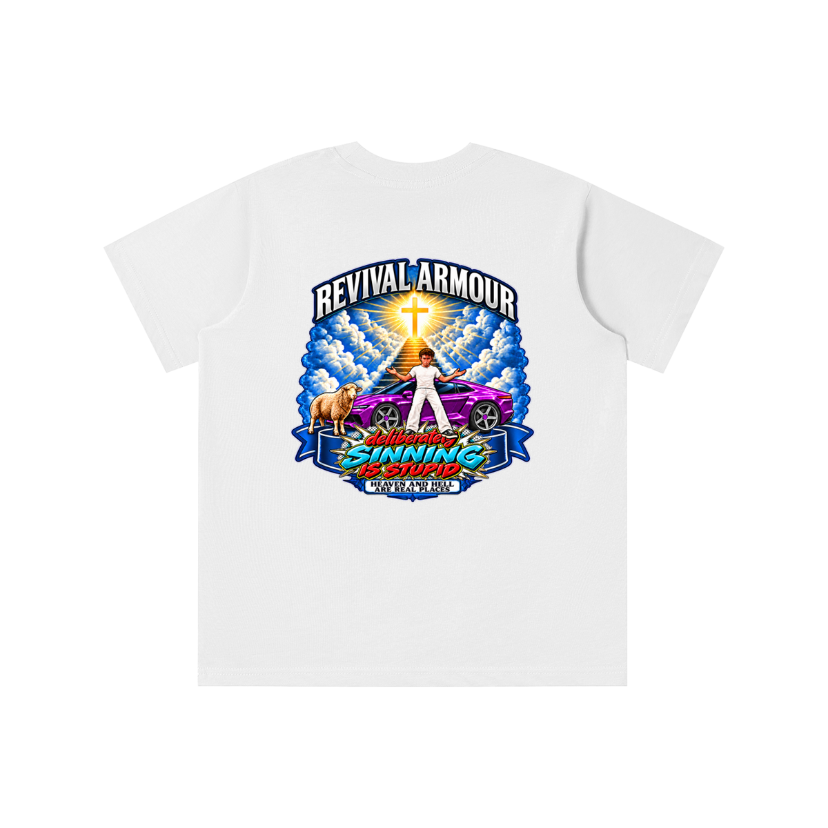 REVIVAL ARMOUR deliberately SINNING IS STUPID HEAVEN AND HELL ARE REAL PLACES DITCH UNGODLINESS Triggered by MARK 1:15 youth T-shirt