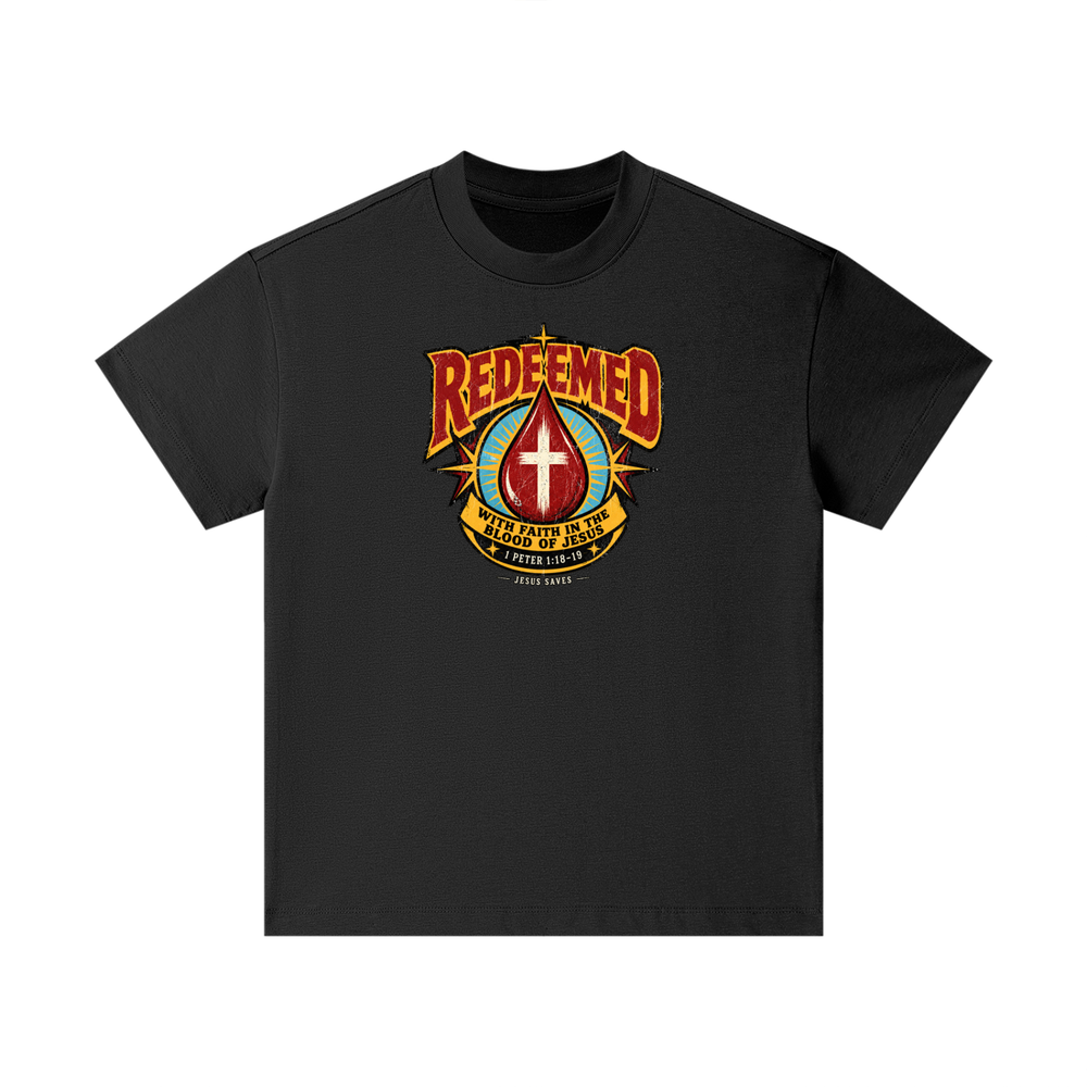 REDEEMED WITH FAITH IN THE BLOOD OF JESUS *1 PETER 1:18-19* Kids T-Shirt