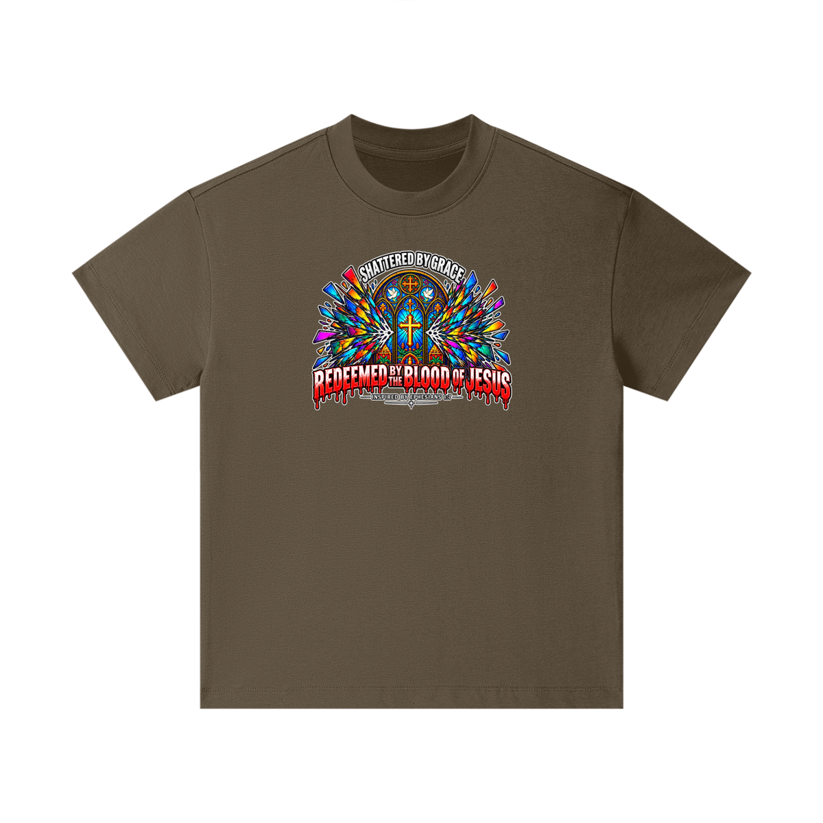 SHATTERED BY GRACE REDEEDMED BY THE BLOOD OF JESUS INSPIRED BY EPHESISANS 1:7 Kids T-Shirt