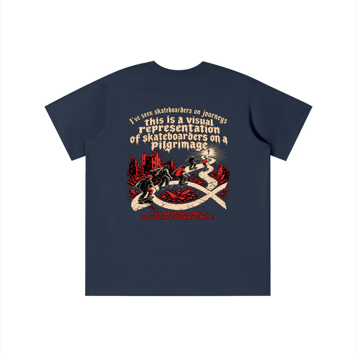 skateboarders on a pilgrimage youth T-shirt