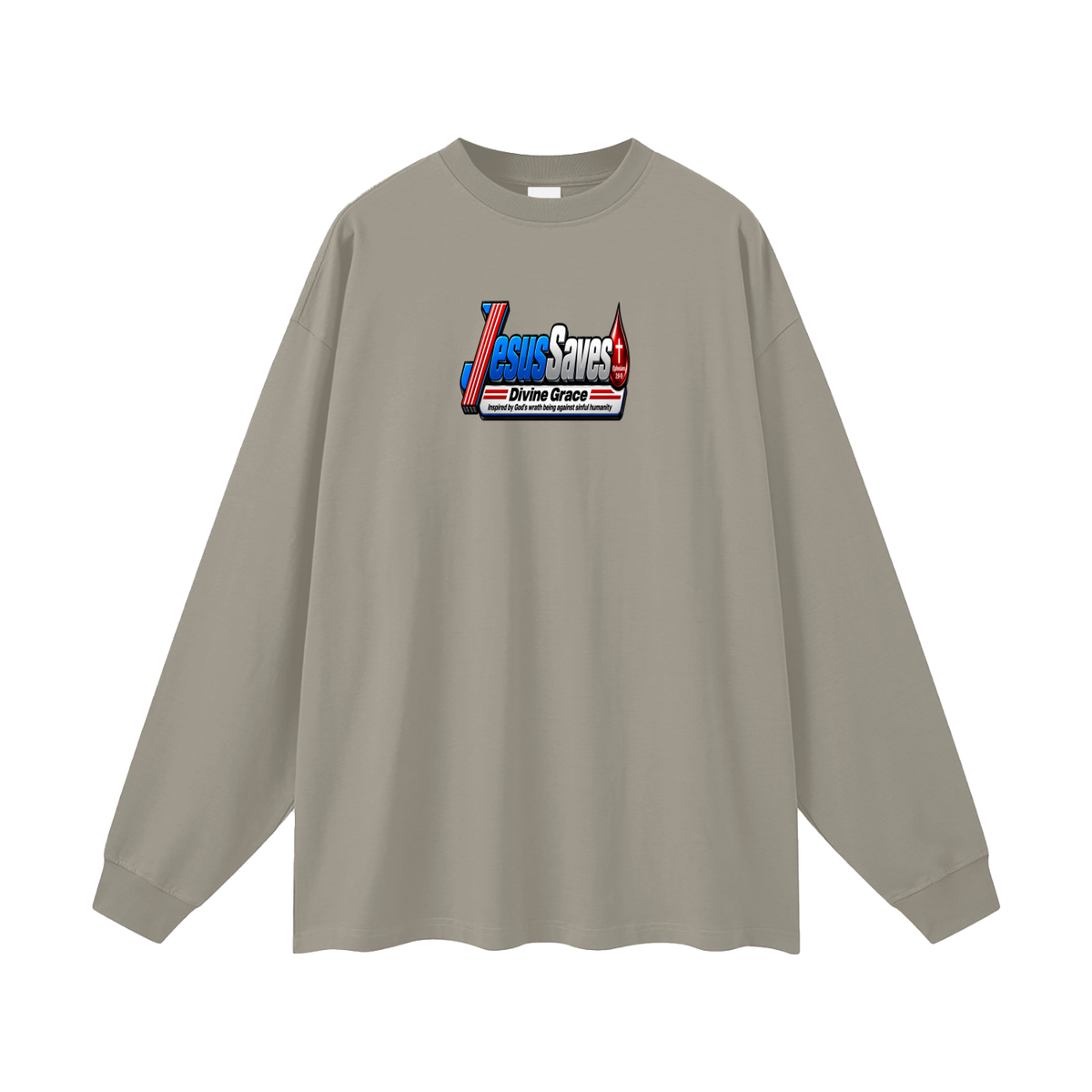 JESUS SVAES (EPHESIANS 2:8-9) DIVINE GRACE INSPIRED BY GOD'S WRATH BEING AGAINST SINFUL HUMANITY Long Sleeve T-Shirt