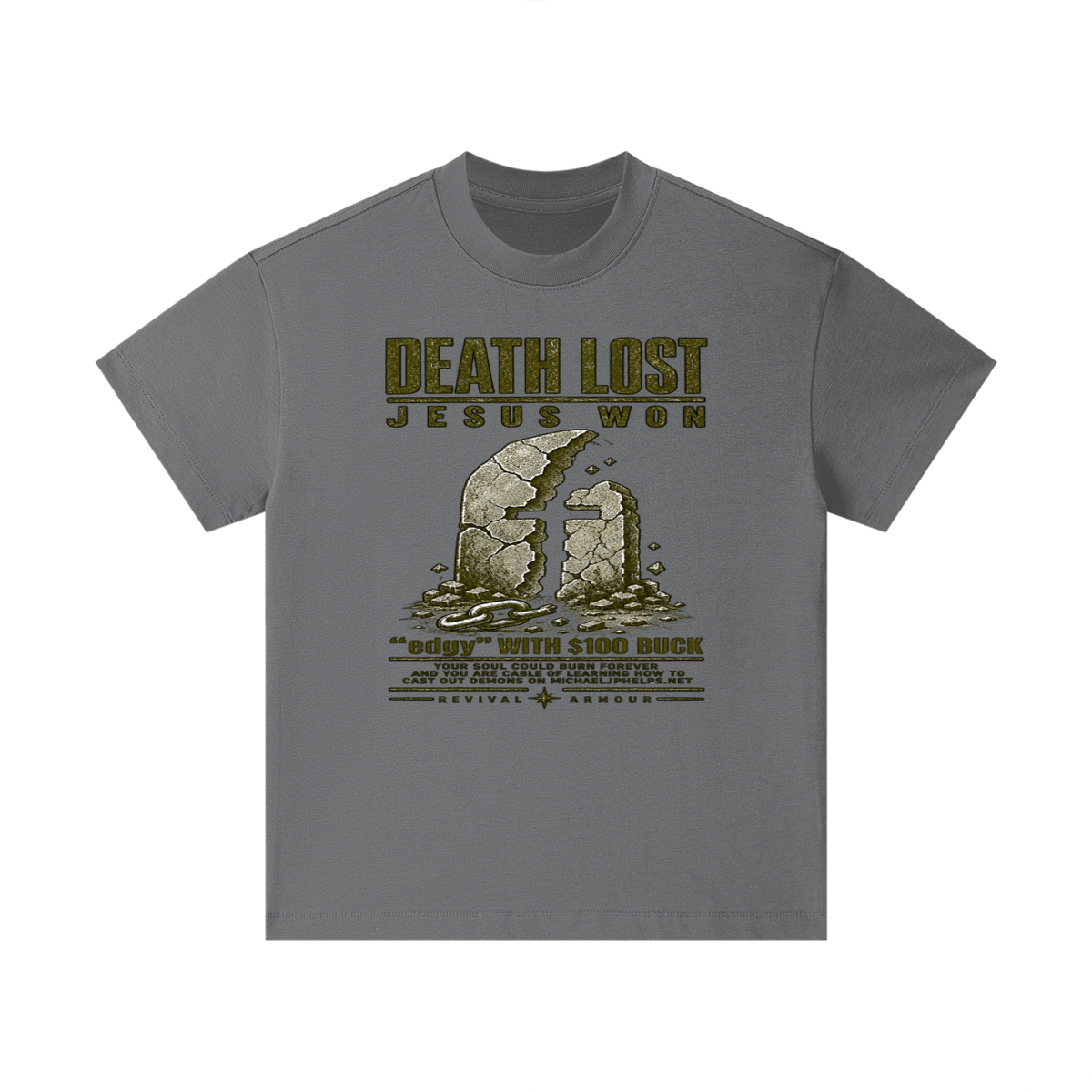 DEATH LOST JESUS WON "edgy" WITH $100 BUCK YOUR SOUL COULD BURN FOREVER AND YOU ARE CABLE OF LEARNING HOW TO CAST OUT DEMONS ON MICHAELJPHELPS.NET Kids T-Shirt