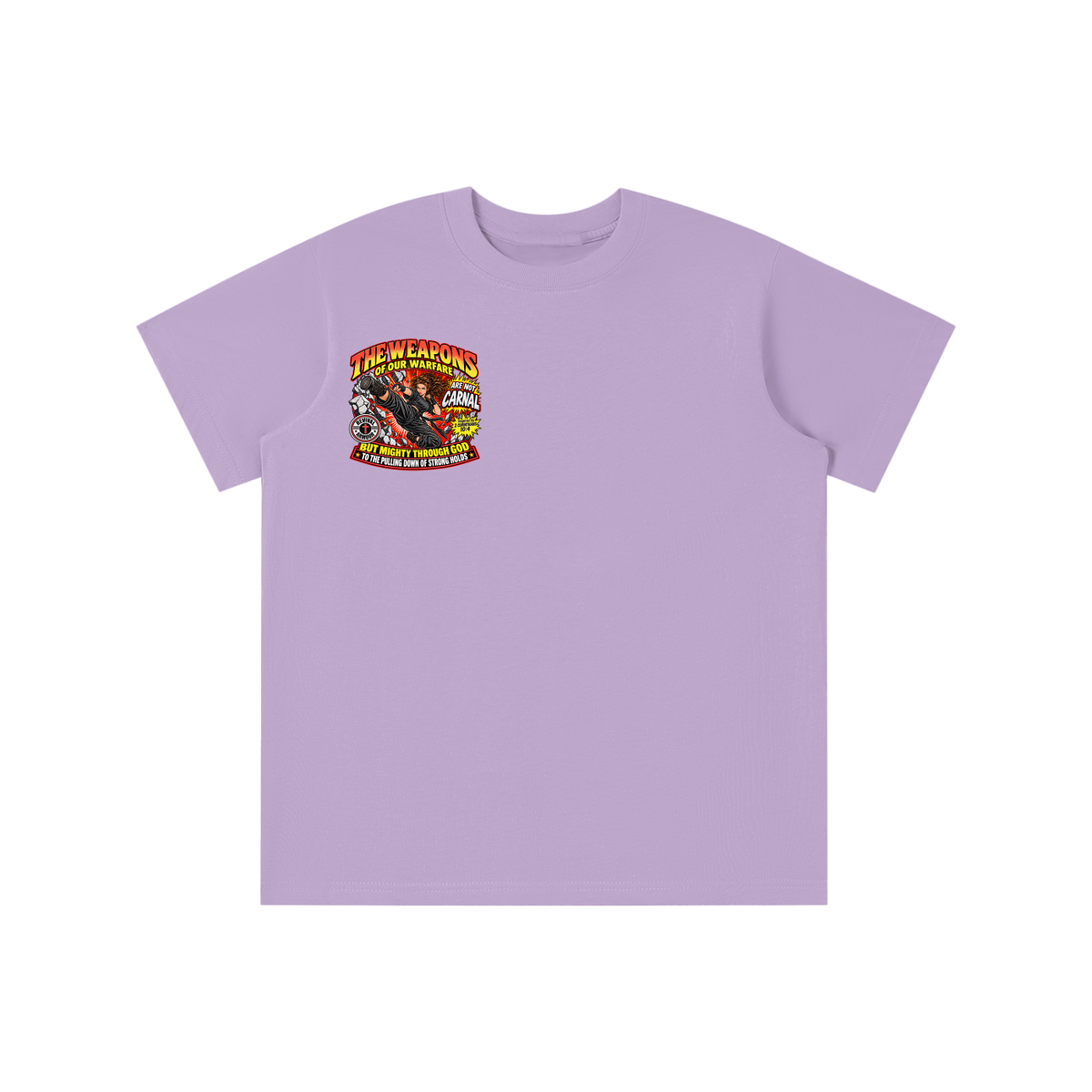 THE WEAPONS OF OUR WARFARE ARE NOT CARNAL BUT MIGHTY THROUGH GOD TO THE PULLING DOWN OF STRONG HOLDS youth T-shirt