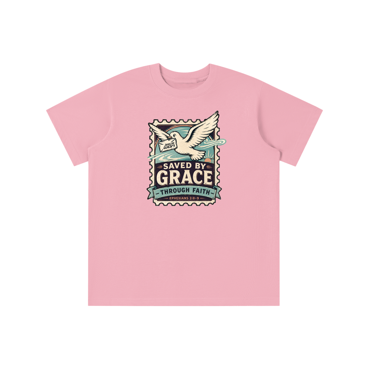 SAVED BY GRACE -THROUGH FAITH- - EPHESIANS 2:8-9 - youth T-shirt