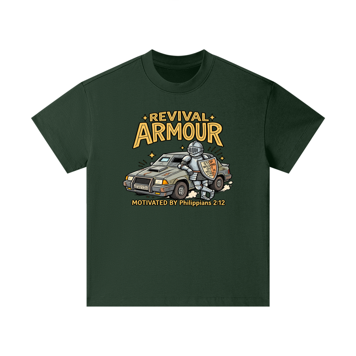 REVIVAL ARMOUR HEAVEN & HELL ARE REAL PLACES STOP WILDING OUT HELL IS A REAL PLACE MOTIVATED BY Philippians 2:12 Kids T-Shirt