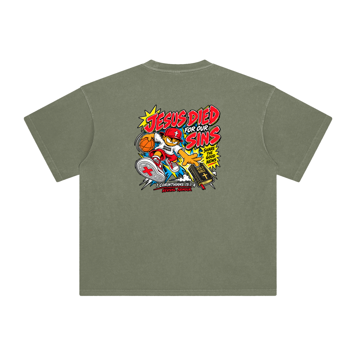 SUBMIT TO JESUS RESIST THE DEVIL AND HE WILL FLEE FROM YOU INSPIRED BY JAMES 4:7 JESUS DIED FOR OUR SINS SHARE THE GOOD NEWS HOLY BIBLE 1 CORTHIANS 15:1-4 REVIVAL ARMOUR T-Shirt