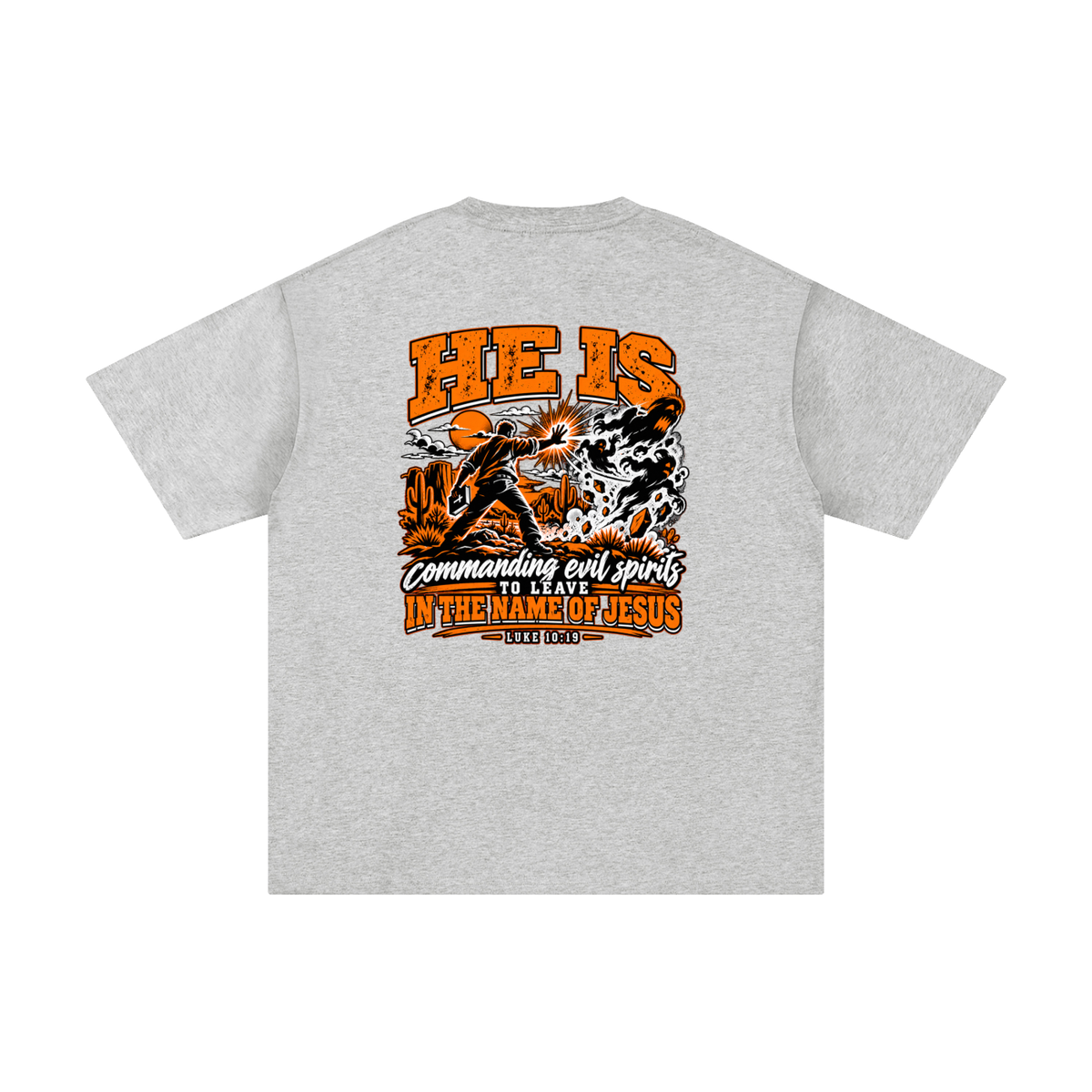 THE WEAPONS OF OUR WARFARE ARE NOT CARNAL HE IS COMMANDING EVIL SPIRITS TO LEAVE IN THE NAME OF JESUS - LUKE 10:19 - T-Shirt